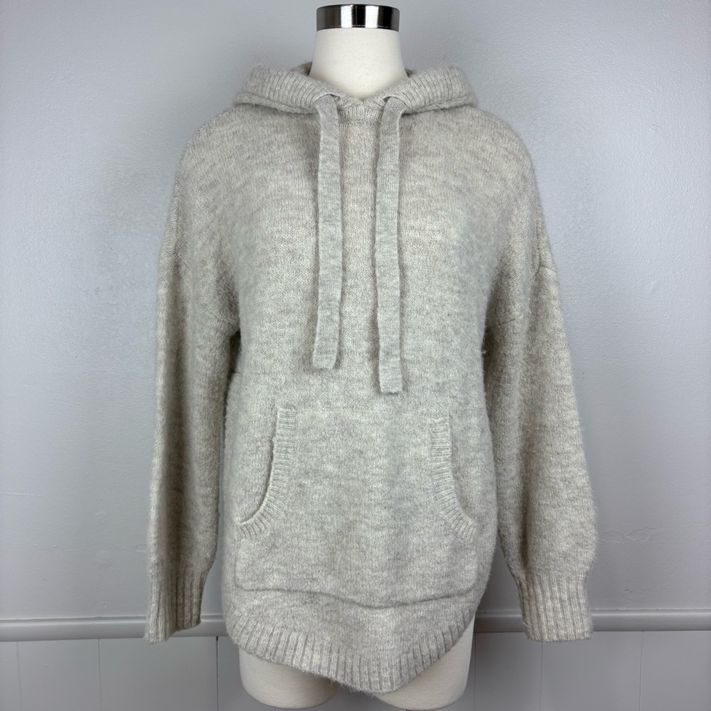 Madewell Wilmington Hoodie Sweater Pullover Size‎ S Oatmeal Beige Pockets Wool